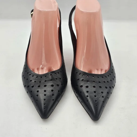 Beautiisoles Flynn Perforated Slingback Heels Women's 10 Black - Picture 3 of 11